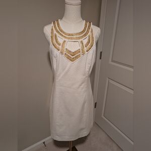 Lilly Pulitzer White and Gold Mini Dress